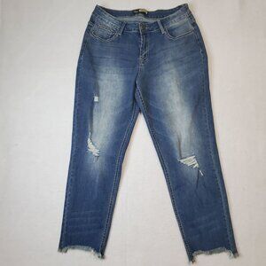 Suzanne Betro Jeans Distressed Blue Denim Ripped Frayed Stretch Women's 30